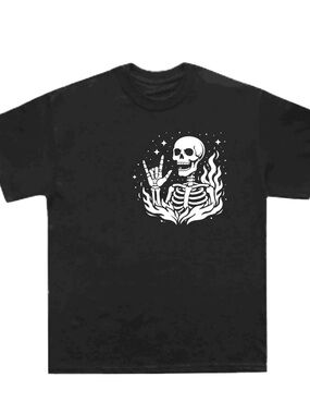 Black Skeleton Graphic Tee - Men's Casual Shirt